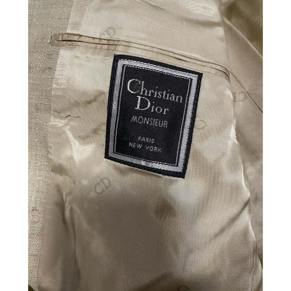 Christian Dior Vintage Tan Tweed Blazer Sport Coat Mens 44 R - Picture 4 of 7